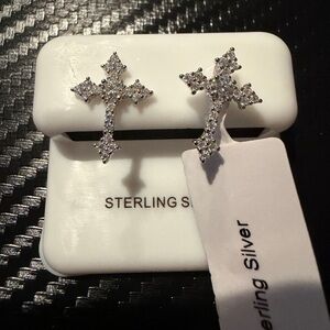 Sterling Silver Cross Earrings